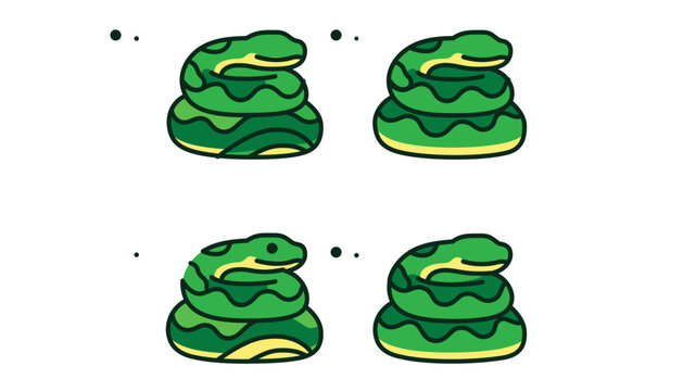 Circular coiled python snake vector illustration for wilderness and ecology concepts, showcasing a creative green serpent line icon on white with a customizable stroke for graphic design.