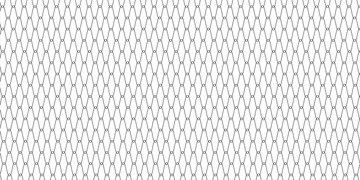 Fishing or soccer net. Repeated hexagon pattern. Black wired mesh texture isolated on white background.