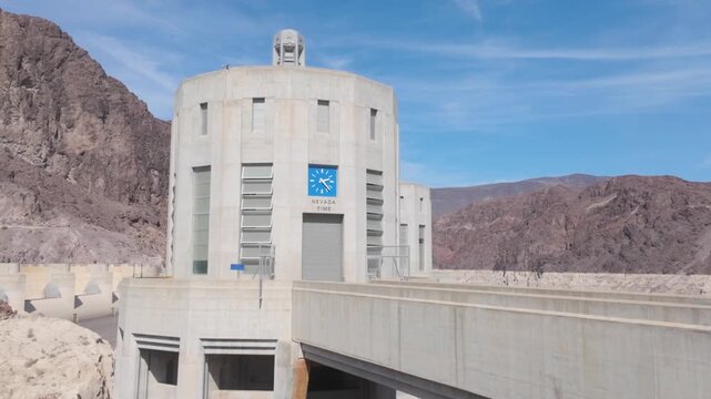 The Nevada Penstock Tower featuring the Nevada Time clock at The Hoover Dam.