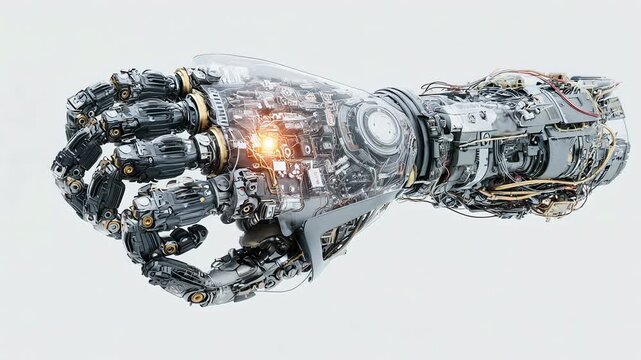 Robotic hand isolated on transparent background