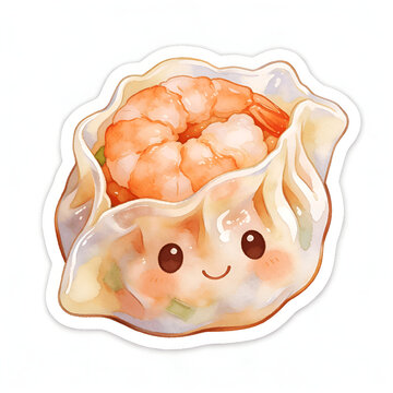 Hakau dimsum smiley face, vector sticker
