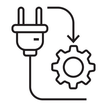 Electric plug connects to gear icon for automation
