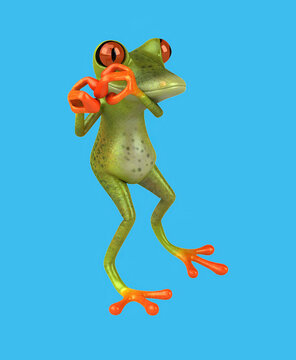 Fun 3D cartoon frog dancing