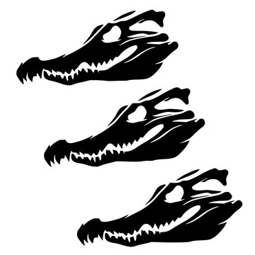 Three-headed reptile silhouette