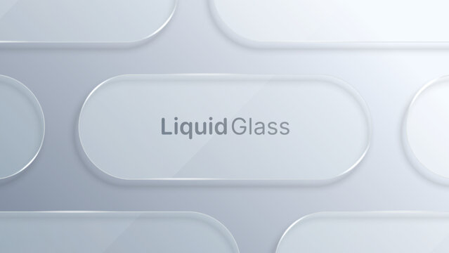 Modern Gray Liquid Glass Morphism Background with Transparent Glassmorphism UI Panels for Web Design and Digital User Interface Vector Illustration