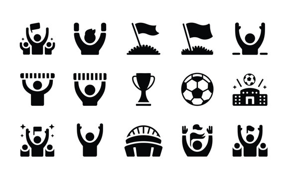 Vector icon set featuring sports and achievement symbols