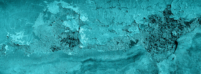 Green cracked wall texture with peeling paint and weathered plaster abstract background © lms_lms