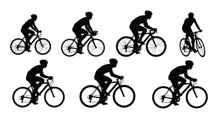 Obraz premium Silhouette of people riding bicycles in various styles