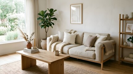 Naklejka premium Cozy living room interior with modern furniture and decor