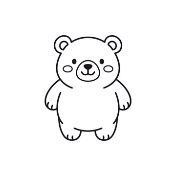 Cute cartoon bear standing upright smiling.