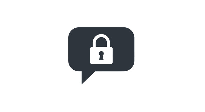 Private conversation with secure lock symbol.