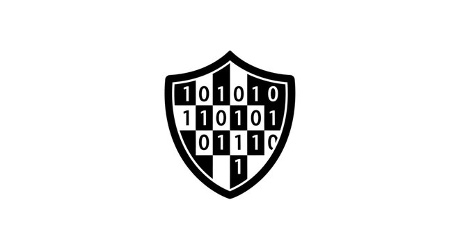 Binary code shield logo concept.