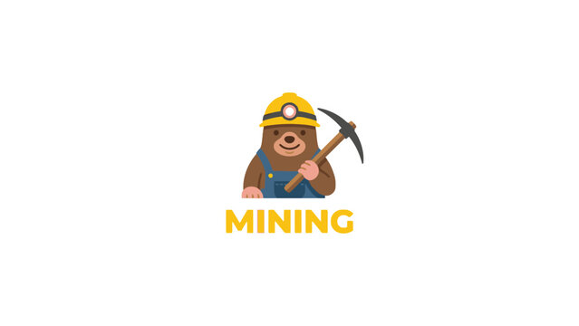 Mole miner mascot holding pickaxe for mining concept