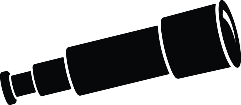 Silhouette design of a classic vintage maritime spyglass telescope vector