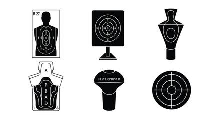 Vector illustration of various shooting targets and silhouettes © Begum