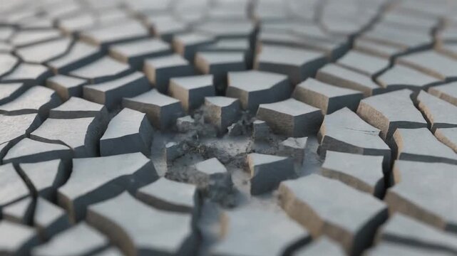 Abstract 3D Animation of Concrete Surface Cracking and Breaking Apart