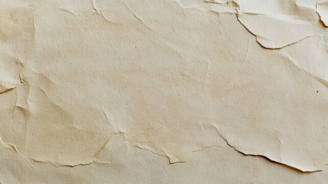 Vintage textured crumpled paper background featuring aged off white parchment surface with folded creases for artistic design.