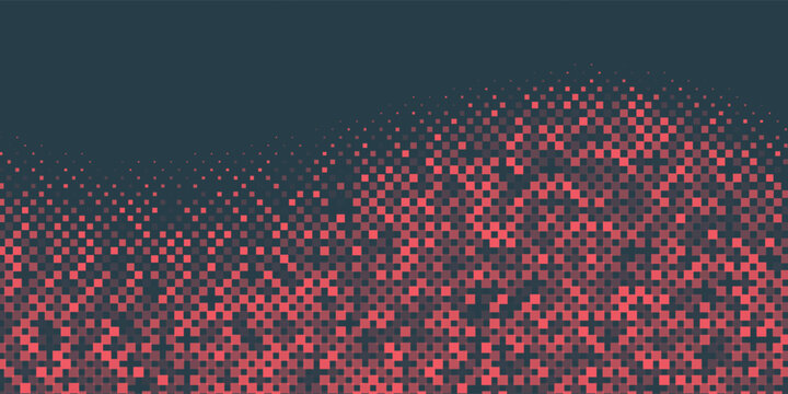 Vector Chequered Halftone Pattern Smooth Curved Border Red Blue Abstract Background.