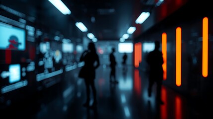 Fototapeta premium Generative AI Futuristic Cityscape with Neon Lights and