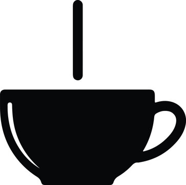 Silhouette design of a steaming coffee cup icon simple vector