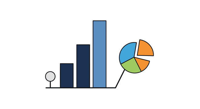 A colorful bar and pie chart graph.