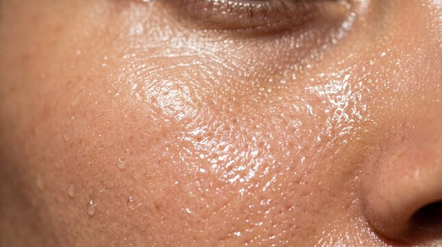 Extreme close up glass skin smooth texture hydrated glowing healthy complexion natural shine dewy finish clear pores radiant youthful skincare moisture