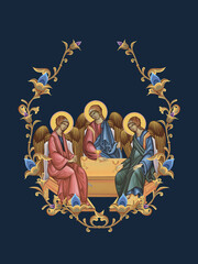 Obraz premium Holy Trinity. Decorative vintage floral illustration in Byzantine style