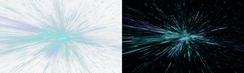 Fototapeta premium Rich blue and purple neon speed trails with glowing futuristic flashes and dynamic hyperspace motion on split background. Vibrant sci fi overlay effect.