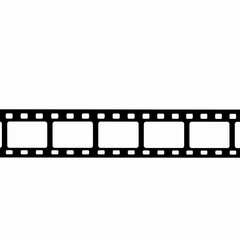 Fototapeta premium Cinematic film strip vector graphic template, showcasing multiple sprocket holes and rectangular image frames, perfect for vintage movie media, filmmaking, and storytelling designs