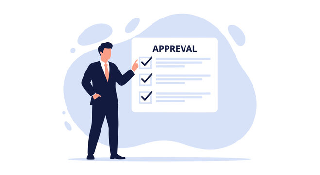 Businessman with Approved Checklist and Tick Marks - Business Concept