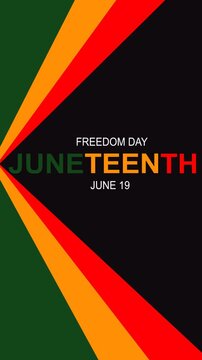 Modern Juneteenth Freedom Day animated background featuring bold typography and Pan African colors. Perfect for June 19 celebrations, cultural events, awareness campaigns, and holiday footage.