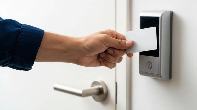 Smart card access in electronic door lock system, modern security and access control in office environment