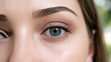 Fototapeta premium Close-up of a human eye with detailed eyelashes and eyebrows, beauty concept