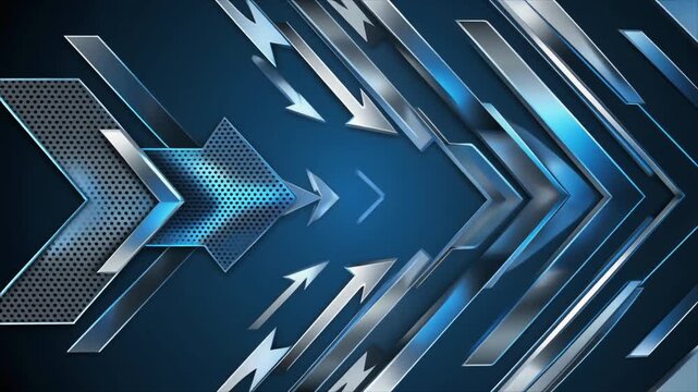 Abstract Blue Metallic Arrows Motion Background