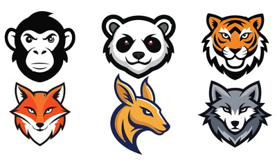 Fototapeta premium Set of animal head mascots for sports team logos