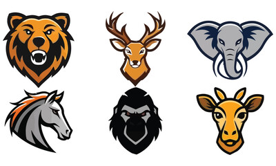 Obraz premium Set of animal head mascots for sports teams or logos
