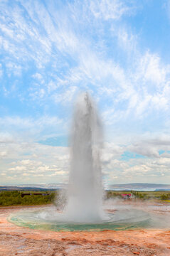 Eruption of Strokkur Geyser in Haukadalur Valley - Iceland