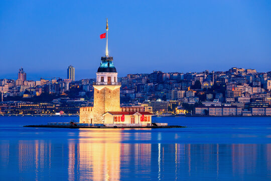 Istanbul, Turkey. The Maiden's Tower at the southern entrance of the Bosphorus.