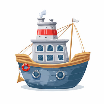 Cartoon Tugboat Illustration