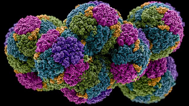 Zika virus, seen in detail, is a flavivirus spread by Aedes aegypti mosquitoes. Research focuses on its epidemic spread, vaccine development, preventing microcephaly