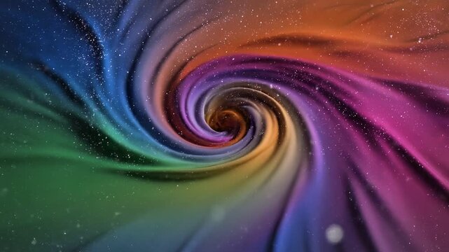 Swirling gradient flow of warm and cool tones with sparkles, creating a mesmerizing digital abstract design
