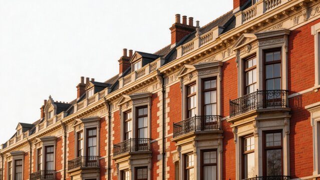 Row of red brick townhouses