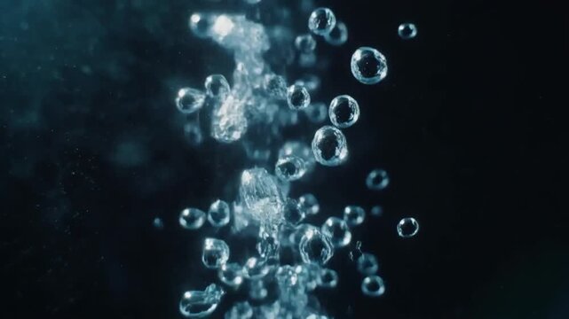 Underwater Air Bubbles Rising in Deep Dark Water