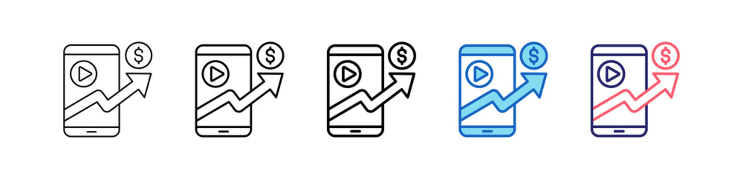 Monetization Icon In 5 Different Styles Set Collection.   