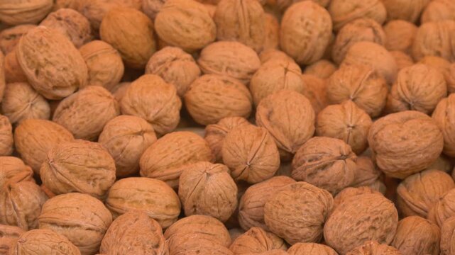 Organic walnuts in shells market display