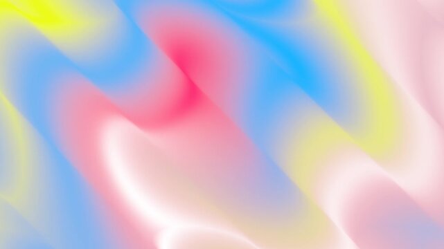 Seamless soft abstract gradient background with blurred flowing shapes in pastel blue, pink, yellow and white, creating a dreamy modern backdrop with copy space loop.