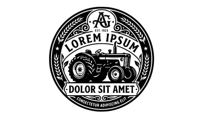 Farm tractor monogram emblem vector illustration isolated on white background © MdRabbi