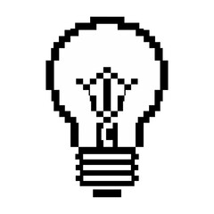 Fototapeta premium Pixel art skull with lightbulb head vector flat design