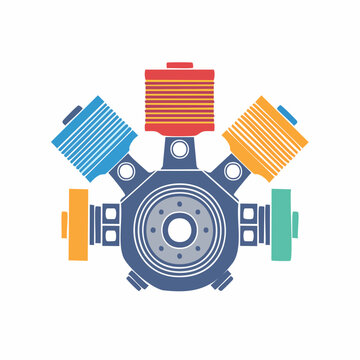Vector Illustration of a Radial Engine