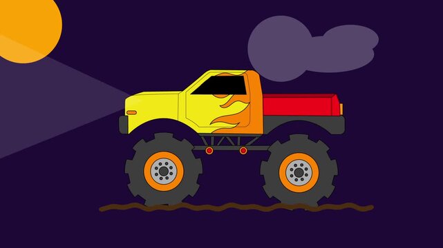 Fire Monster car, animation, motion graphic